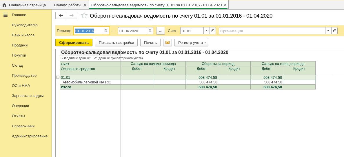 Оборотно-сальдовая ведомость по счёту Оборотно-сальдовая ведомость по счёту